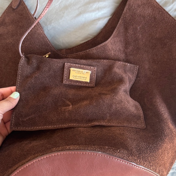Women's Brown Suede Shoulder Bag - Picture 5 of 5